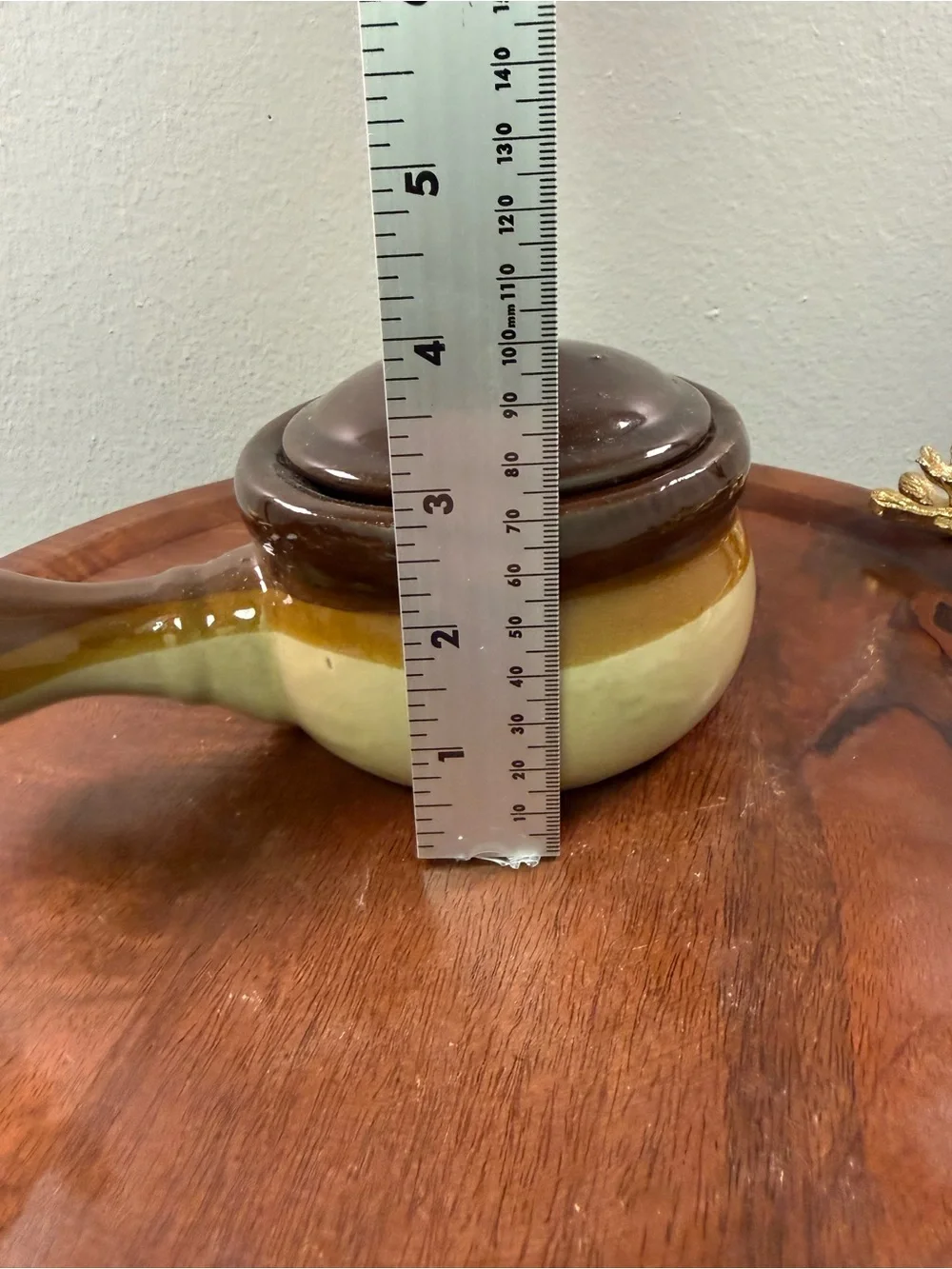 Vintage 2-Tone Glazed Stoneware Handeld Soupbowl and Lidded Crock